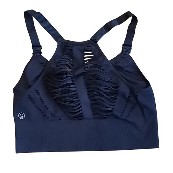 SAGE COLLECTIVE Cutout Racerback Black Adjustable Sports Bra XS - Picture 1 of 6